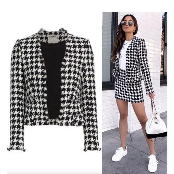 L'AGENCE Adette Houndstooth Tweed Blazer Jacket Black White Sz 6 NWT $675 {3V11} - Picture 6 of 6